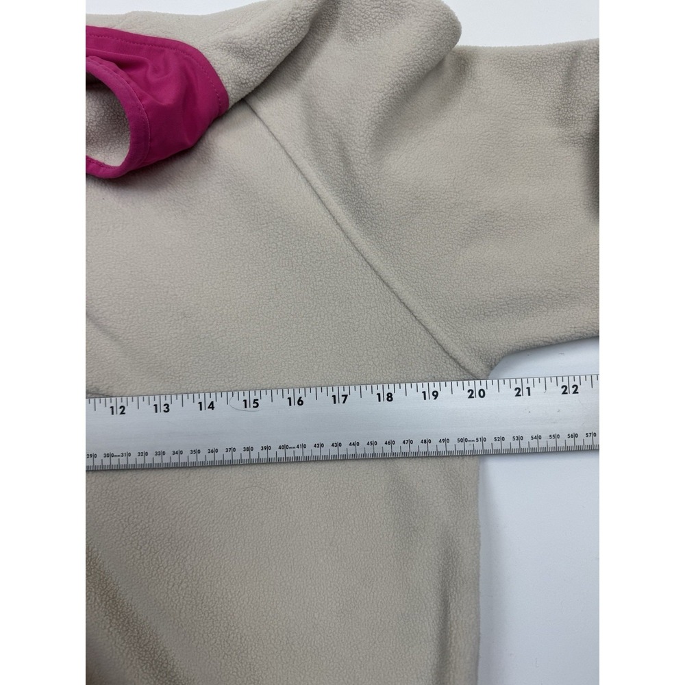 Hippie Rose Women's Medium Cropped Fleece Pullover Beige Magneta Snap Neck - Picture 7 of 9